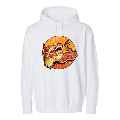 Chinese Dragon Fire Dance Garment-Dyed Fleece Hoodie