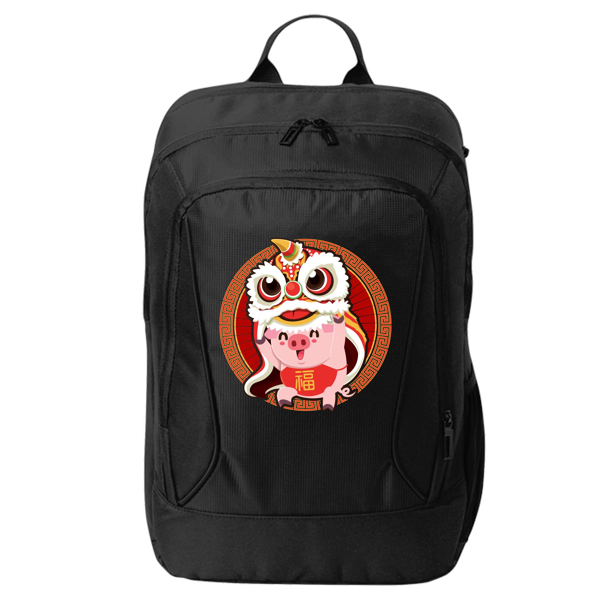 Chinese New Year Pig Dragon Dance City Backpack
