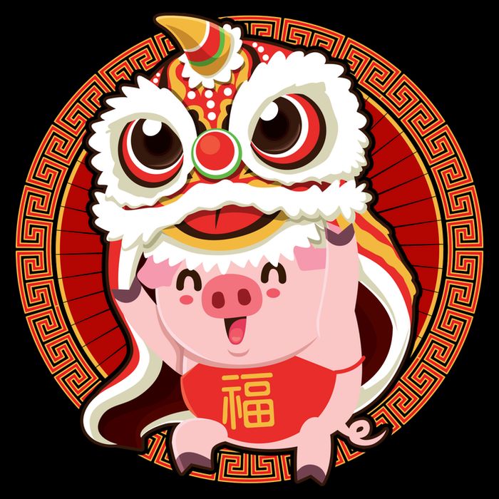 Chinese New Year Pig Dragon Dance City Backpack