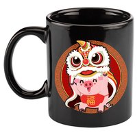 Chinese New Year Pig Dragon Dance 11oz C Handle Ceramic Mug