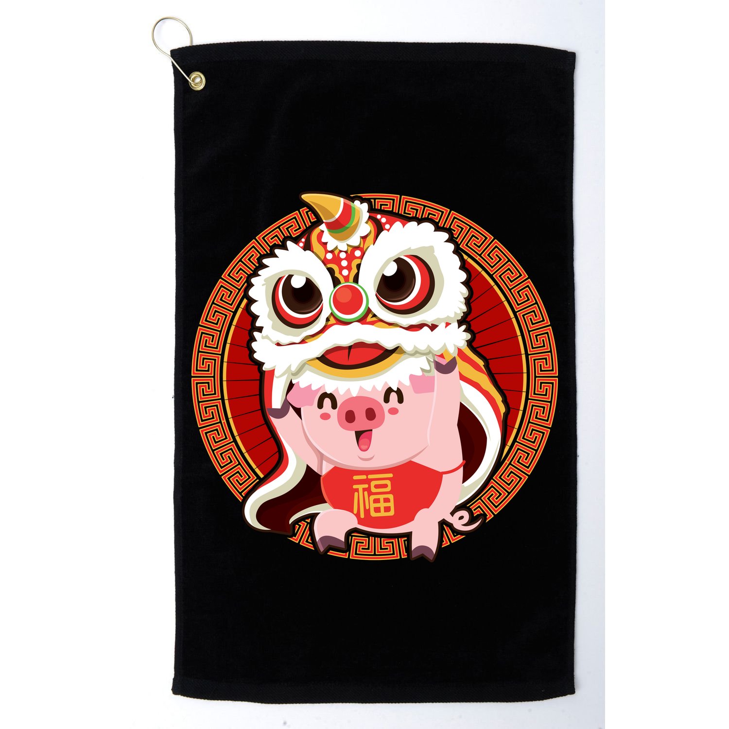 Chinese New Year Pig Dragon Dance Golf Towel