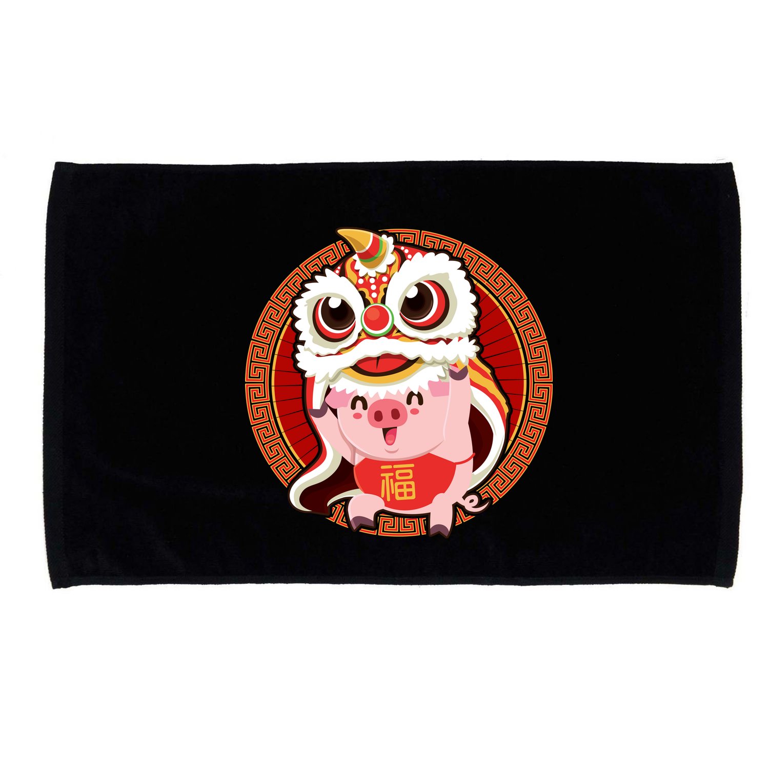 Chinese New Year Pig Dragon Dance Microfiber Hand Towel