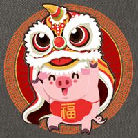 Chinese New Year Pig Dragon Dance Cotton Canvas Backpack
