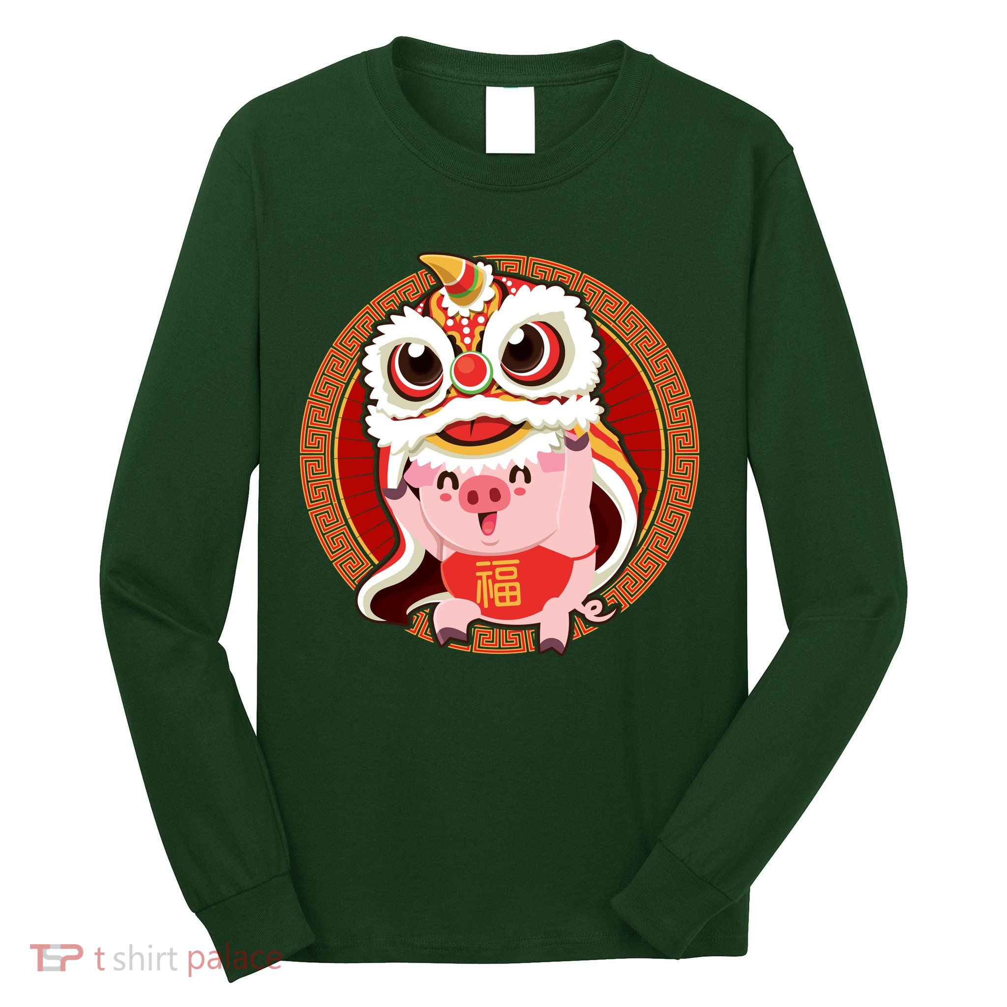 Chinese New Year Pig Dragon Dance Long Sleeve Shirt