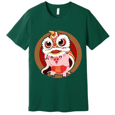 Chinese New Year Pig Dragon Dance Premium T-Shirt