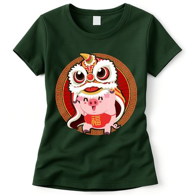 Chinese New Year Pig Dragon Dance Womens T-Shirt