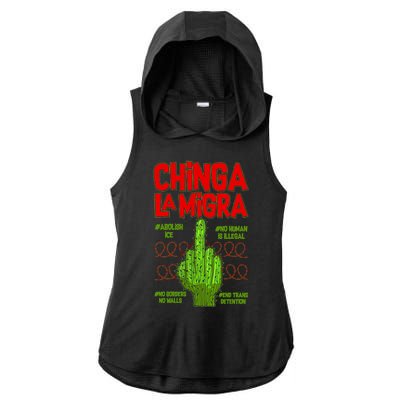 Chinga La Migra  Ladies PosiCharge Tri-Blend Wicking Draft Hoodie Tank