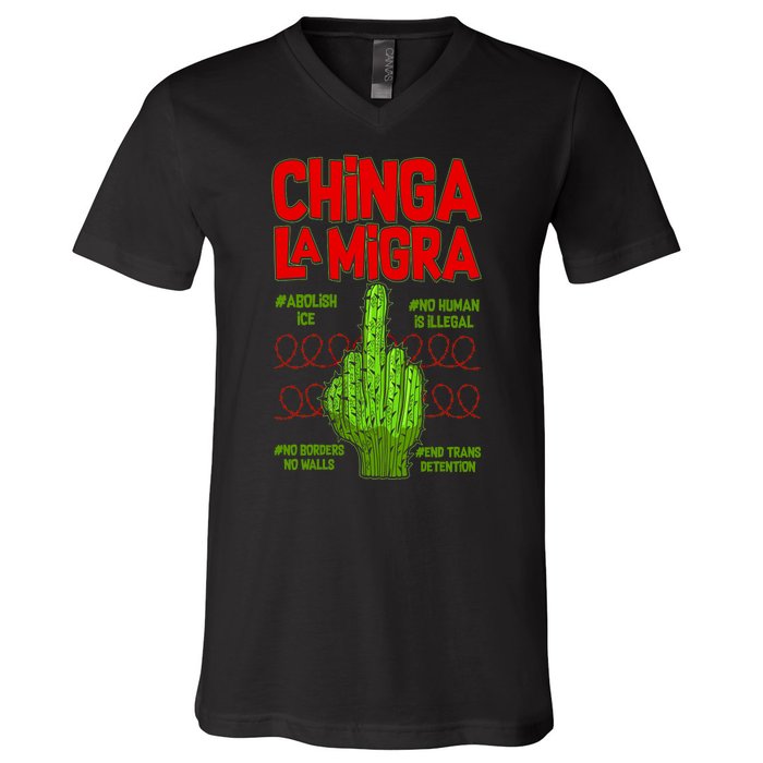 Chinga La Migra  V-Neck T-Shirt