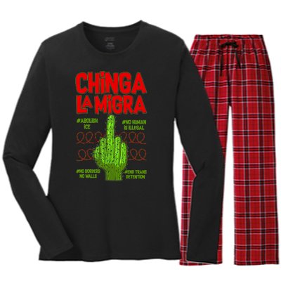 Chinga La Migra  Women's Long Sleeve Flannel Pajama Set 