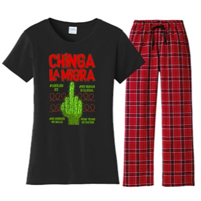 Chinga La Migra  Women's Flannel Pajama Set