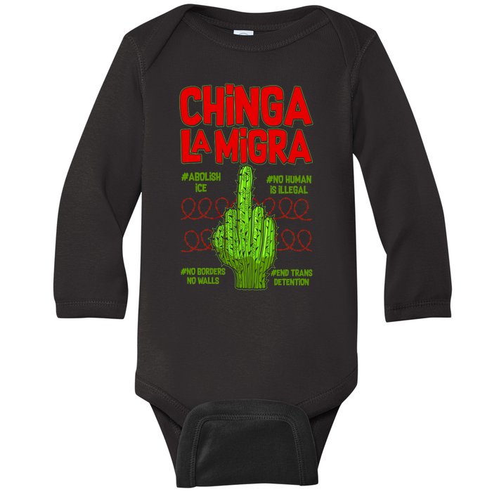 Chinga La Migra  Baby Long Sleeve Bodysuit