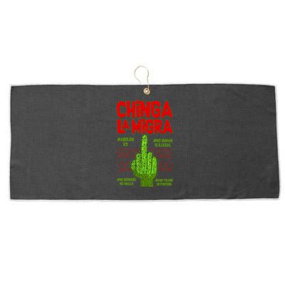 Chinga La Migra  Large Microfiber Waffle Golf Towel