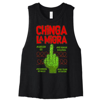 Chinga La Migra  Women's Racerback Cropped Tank