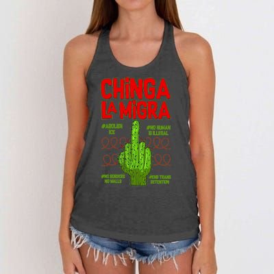 Chinga La Migra  Women's Knotted Racerback Tank