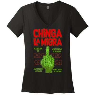 Chinga La Migra  Women's V-Neck T-Shirt