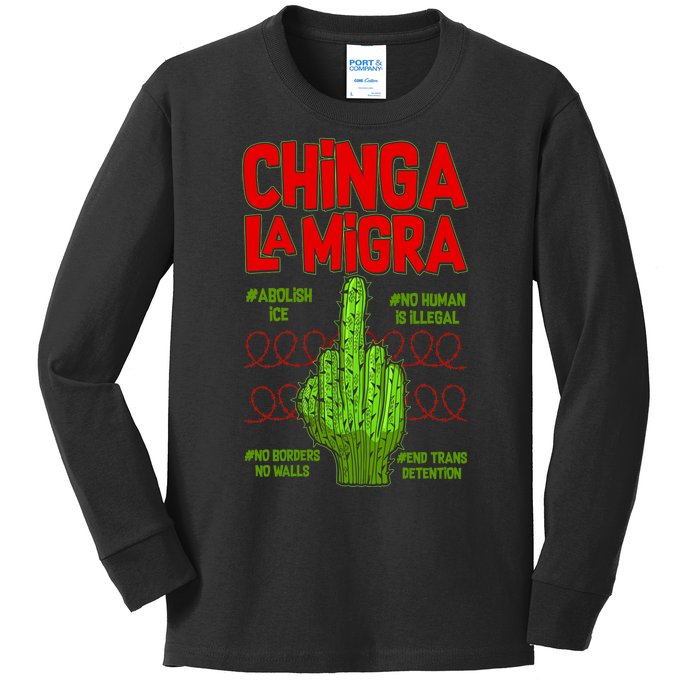 Chinga La Migra  Kids Long Sleeve Shirt