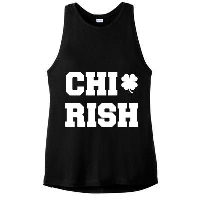 Chirish St Patrick's Day CHI-Irish Chicago Funny Clover Ladies PosiCharge Tri-Blend Wicking Tank