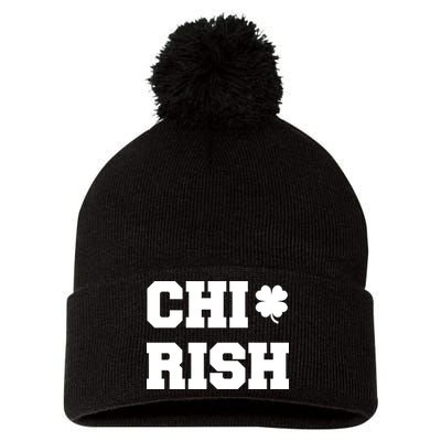 Chirish St Patrick's Day CHI-Irish Chicago Funny Clover Pom Pom 12in Knit Beanie