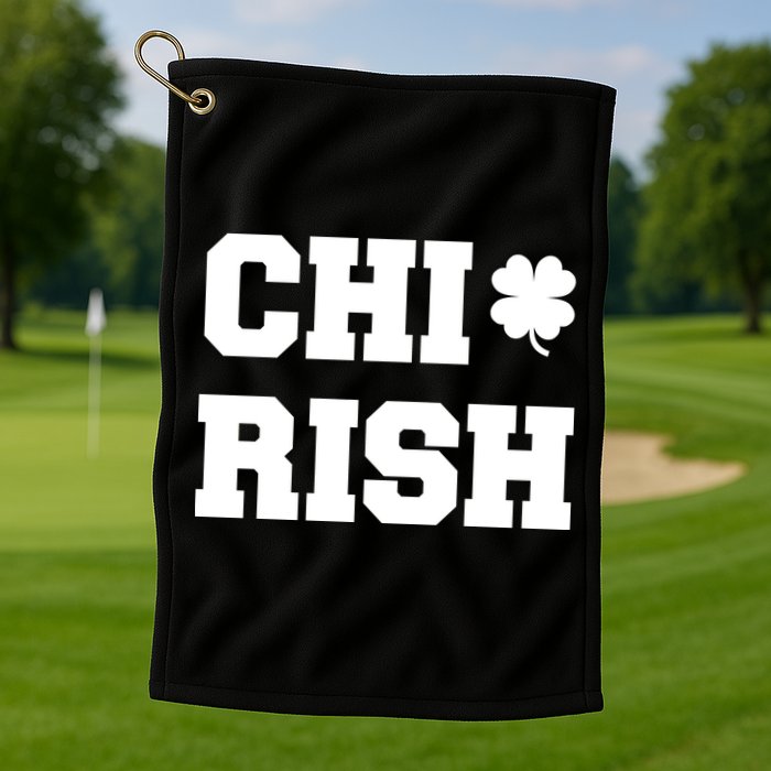 Chirish St Patrick's Day CHI-Irish Chicago Funny Clover Golf Towel