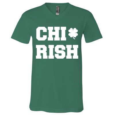 Chirish St Patrick's Day CHI-Irish Chicago Funny Clover V-Neck T-Shirt