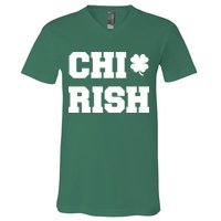 Chirish St Patrick's Day CHI-Irish Chicago Funny Clover V-Neck T-Shirt