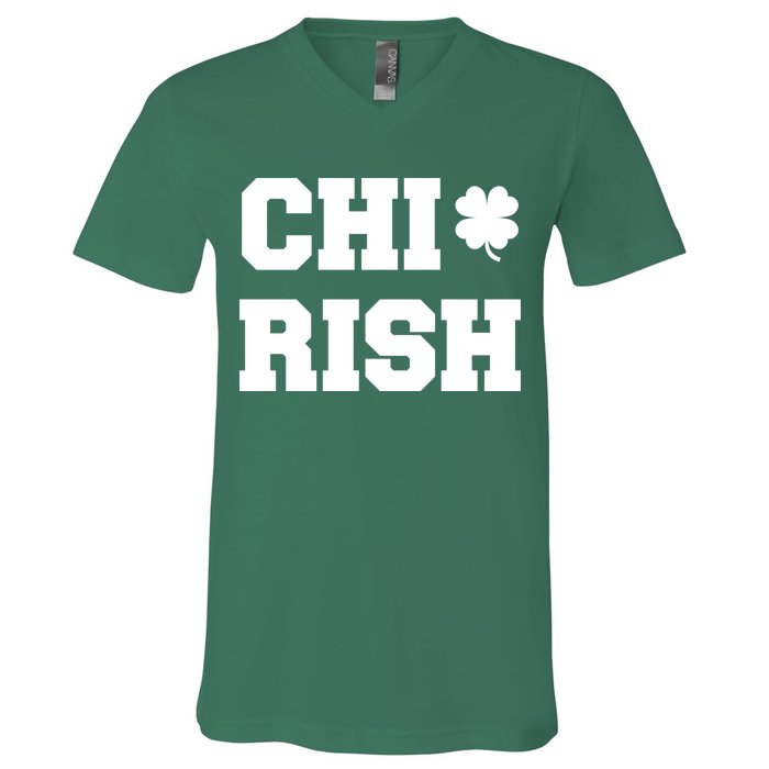 Chirish St Patrick's Day CHI-Irish Chicago Funny Clover V-Neck T-Shirt