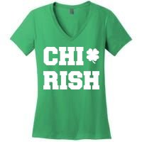 Chirish St Patrick's Day CHI-Irish Chicago Funny Clover Women's V-Neck T-Shirt