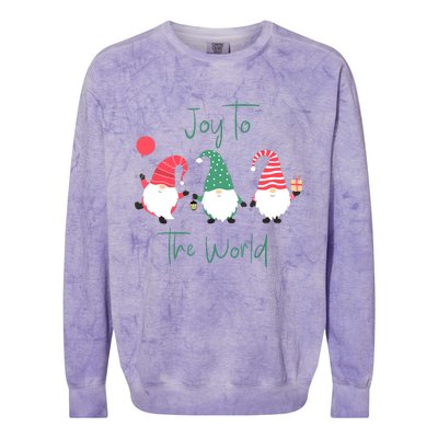 Christmas Holiday Joyful Gnomes Design Joy To The World Girls Gift Colorblast Crewneck Sweatshirt