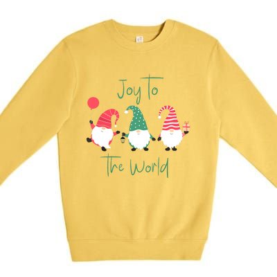 Christmas Holiday Joyful Gnomes Design Joy To The World Girls Gift Premium Crewneck Sweatshirt