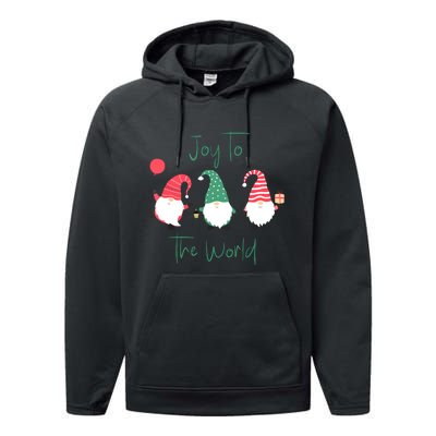 Christmas Holiday Joyful Gnomes Design Joy To The World Girls Gift Performance Fleece Hoodie