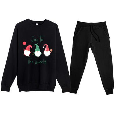 Christmas Holiday Joyful Gnomes Design Joy To The World Girls Gift Premium Crewneck Sweatsuit Set