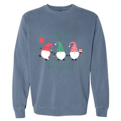 Christmas Holiday Joyful Gnomes Design Joy To The World Girls Gift Garment-Dyed Sweatshirt