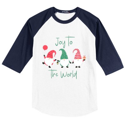 Christmas Holiday Joyful Gnomes Design Joy To The World Girls Gift Baseball Sleeve Shirt