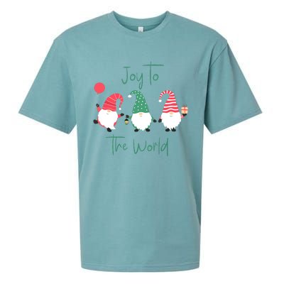 Christmas Holiday Joyful Gnomes Design Joy To The World Girls Gift Sueded Cloud Jersey T-Shirt