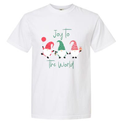 Christmas Holiday Joyful Gnomes Design Joy To The World Girls Gift Garment-Dyed Heavyweight T-Shirt