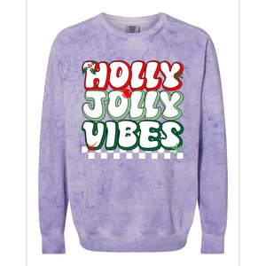 Cute Holly Jolly Vibes Christmas Checkerboard Colorblast Crewneck Sweatshirt