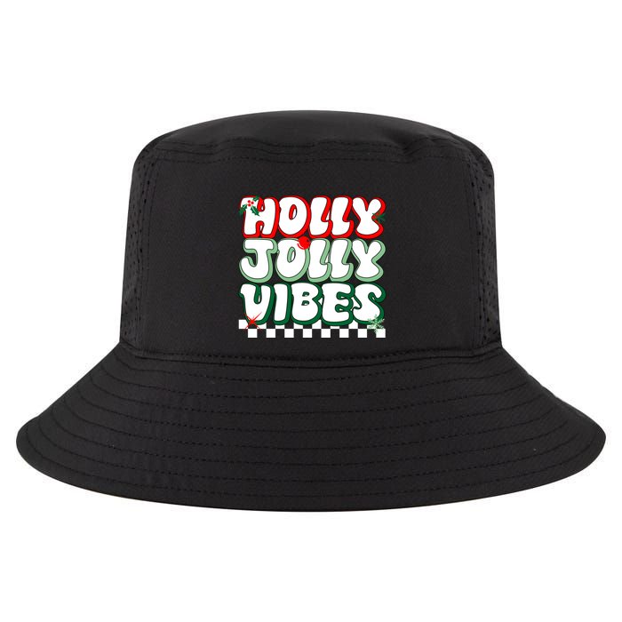 Cute Holly Jolly Vibes Christmas Checkerboard Cool Comfort Performance Bucket Hat