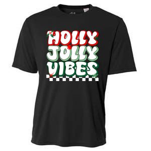 Cute Holly Jolly Vibes Christmas Checkerboard Cooling Performance Crew T-Shirt