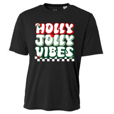 Cute Holly Jolly Vibes Christmas Checkerboard Cooling Performance Crew T-Shirt