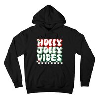 Cute Holly Jolly Vibes Christmas Checkerboard Hoodie