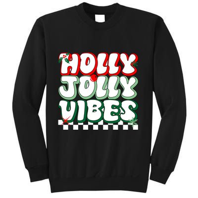 Cute Holly Jolly Vibes Christmas Checkerboard Sweatshirt