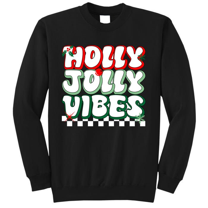 Cute Holly Jolly Vibes Christmas Checkerboard Sweatshirt