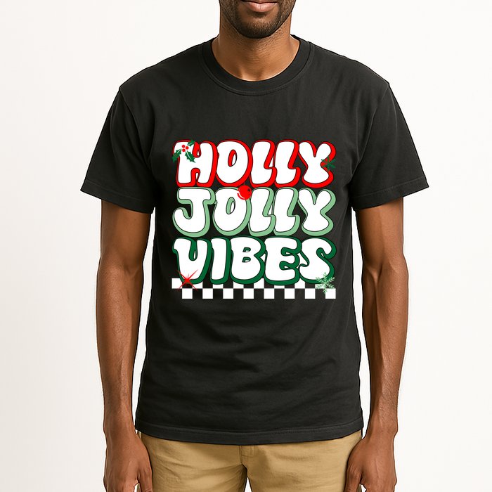 Cute Holly Jolly Vibes Christmas Checkerboard Tall T-Shirt