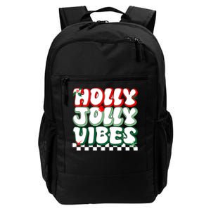 Cute Holly Jolly Vibes Christmas Checkerboard Daily Commute Backpack