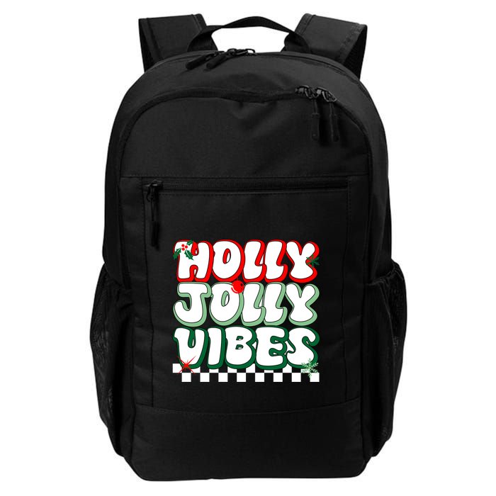 Cute Holly Jolly Vibes Christmas Checkerboard Backpack