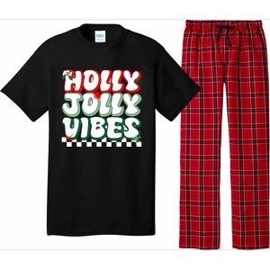 Cute Holly Jolly Vibes Christmas Checkerboard Pajama Set