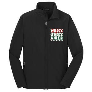 Cute Holly Jolly Vibes Christmas Checkerboard Core Soft Shell Jacket