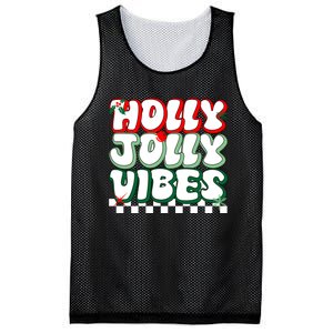 Cute Holly Jolly Vibes Christmas Checkerboard Mesh Reversible Basketball Jersey Tank