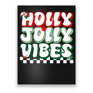 Cute Holly Jolly Vibes Christmas Checkerboard Poster