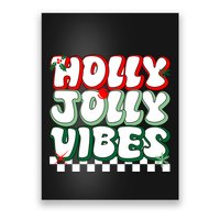 Cute Holly Jolly Vibes Christmas Checkerboard Poster
